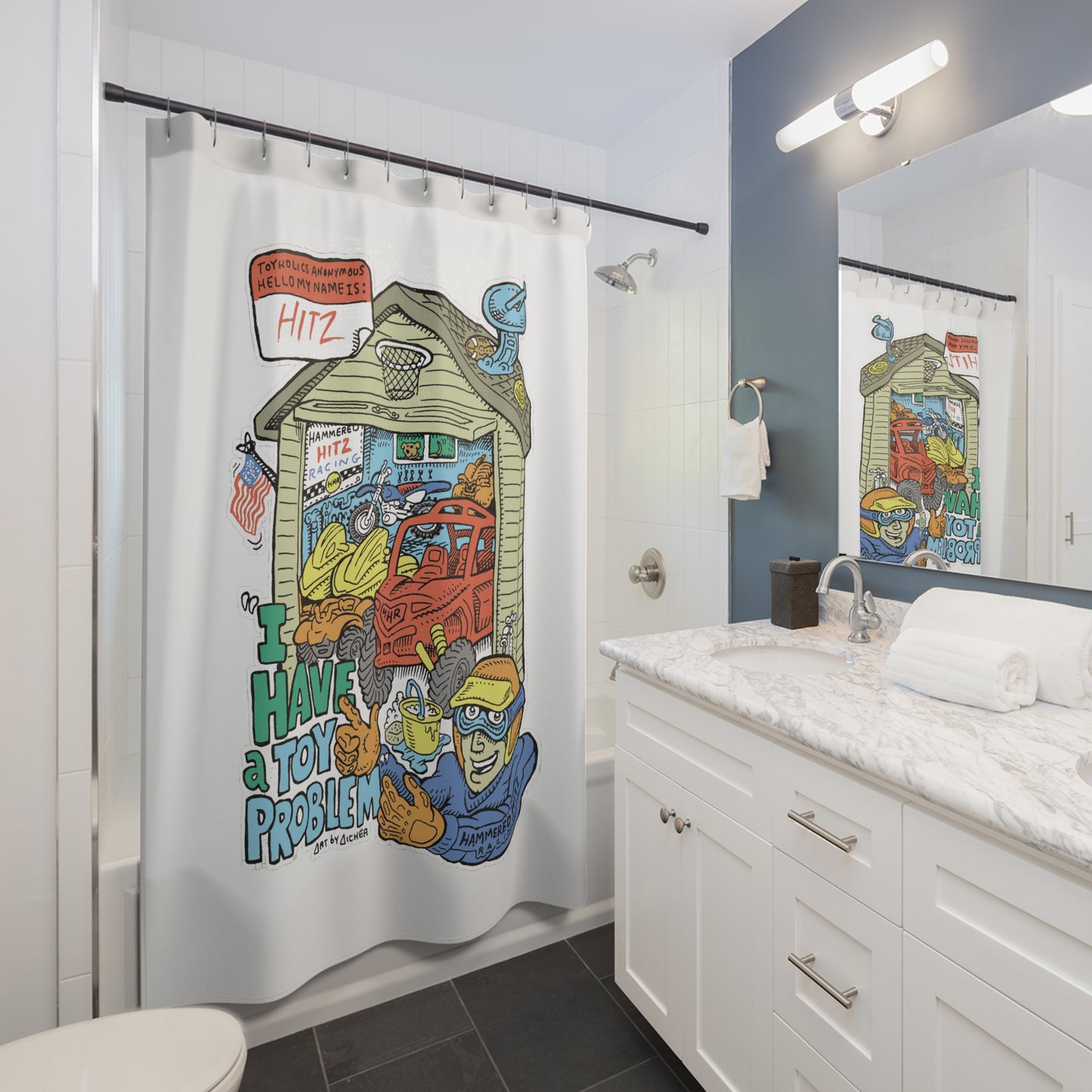 I've Got A Toy Problem Design Shower Curtain